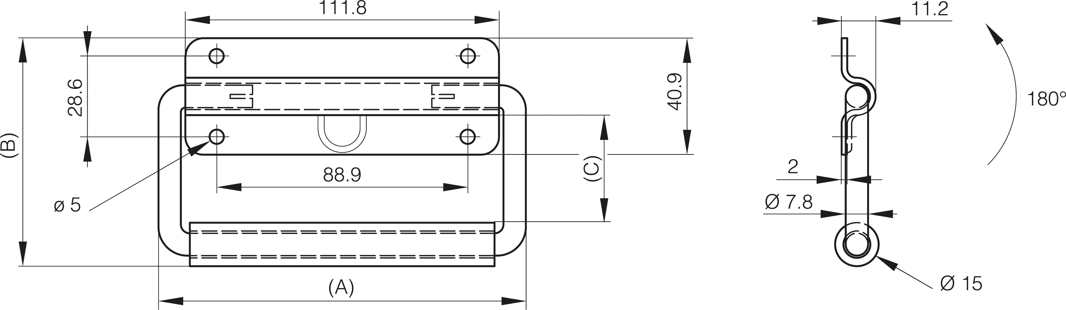 ROČAJ s ploščo 114,3x80mm Zn