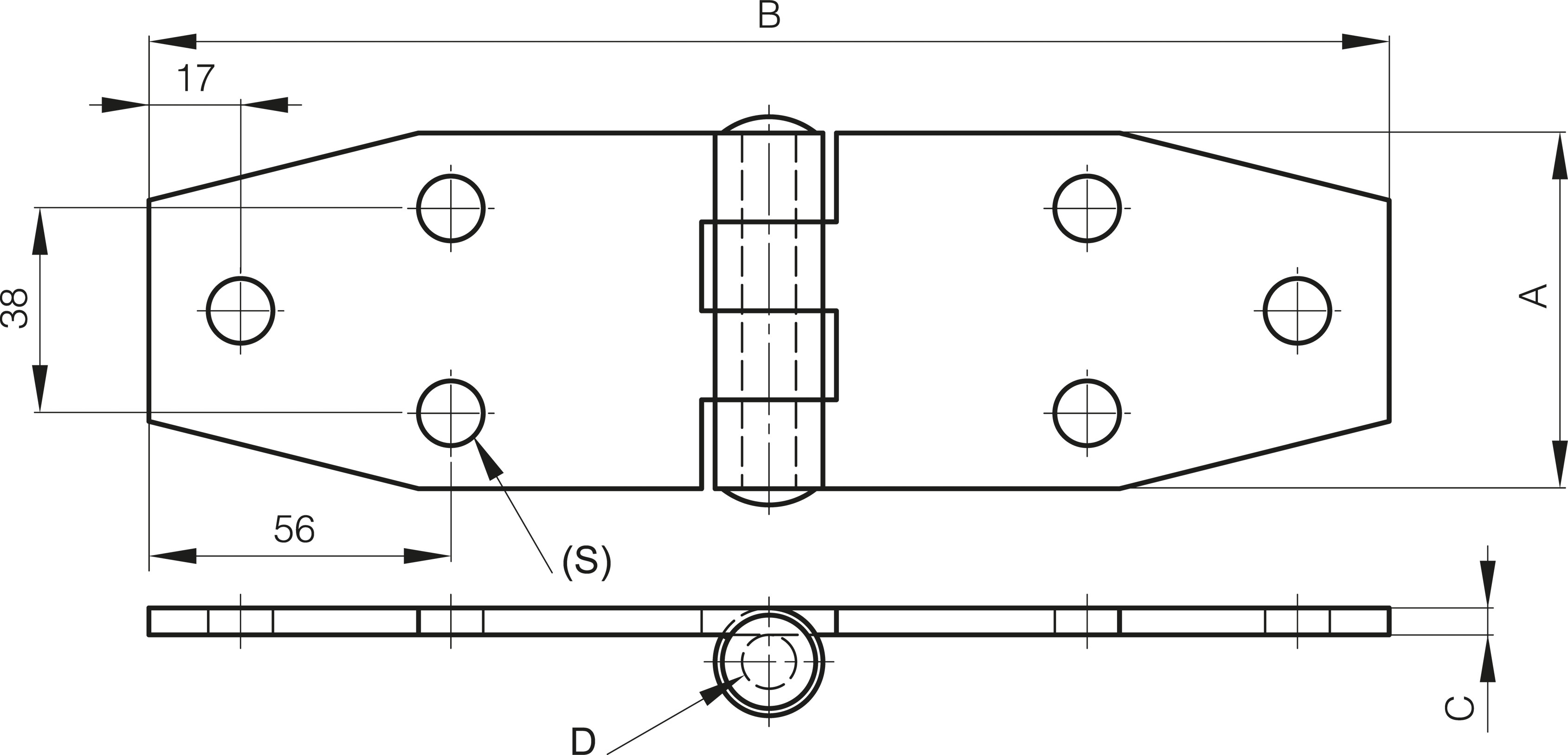 TEČAJ 66x230x5mm Zn