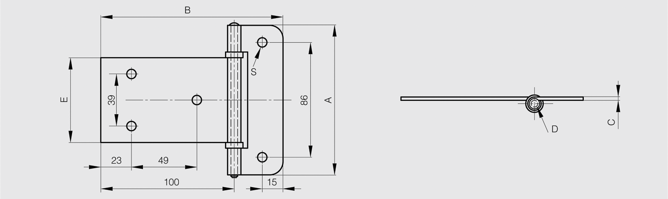 TEČAJ 112x136,5mm INOX 304