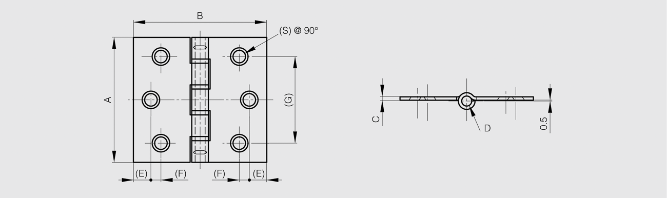 TEČAJ 75x80x2mm INOX 304