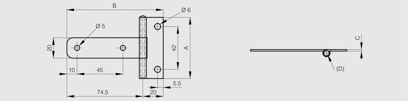 TEČAJ 60x20x74,5mm INOX