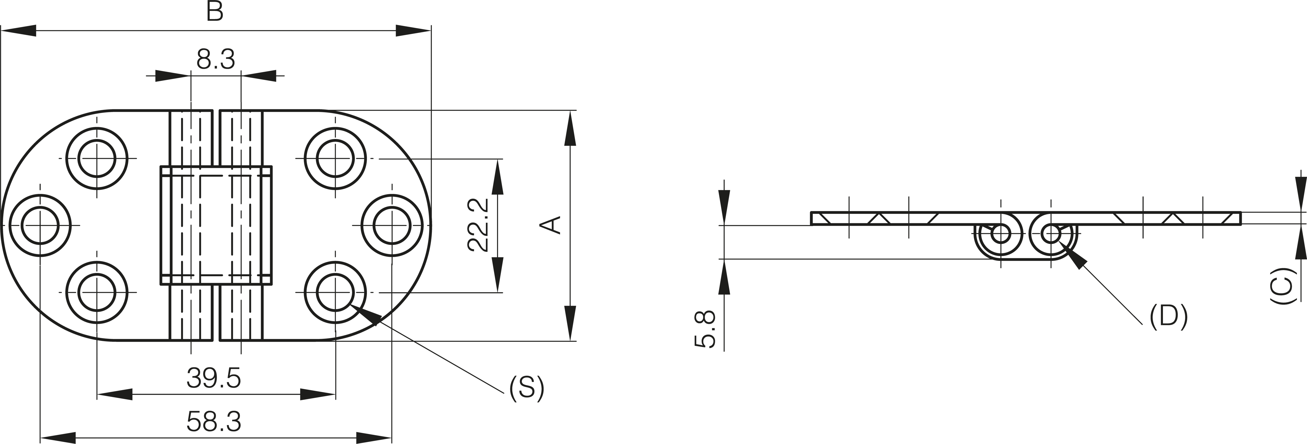 TEČAJ 38,1x71,1x2mm INOX