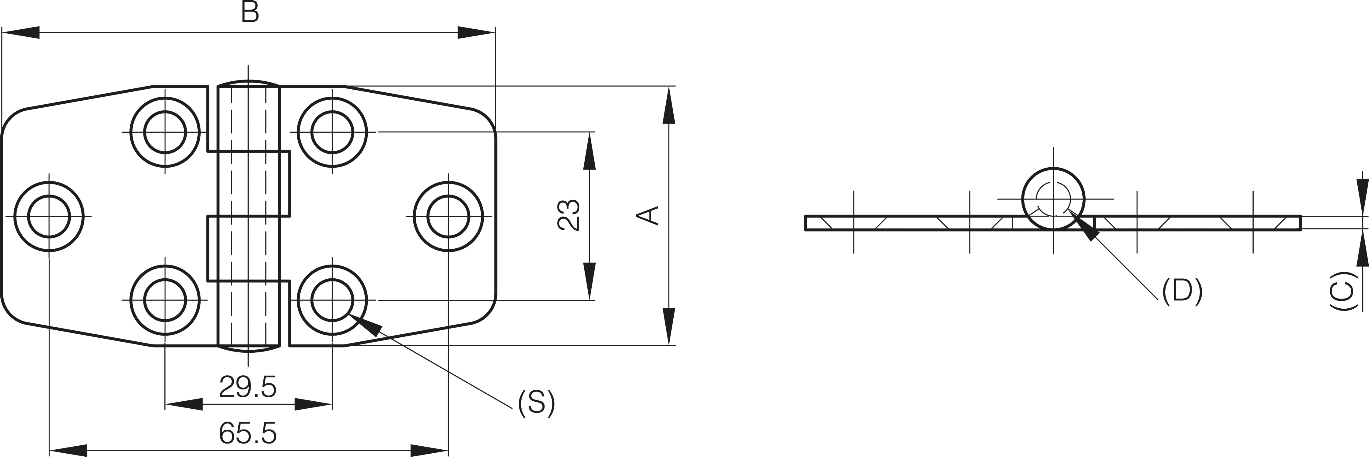 TEČAJ 38x72,4x2mm INOX