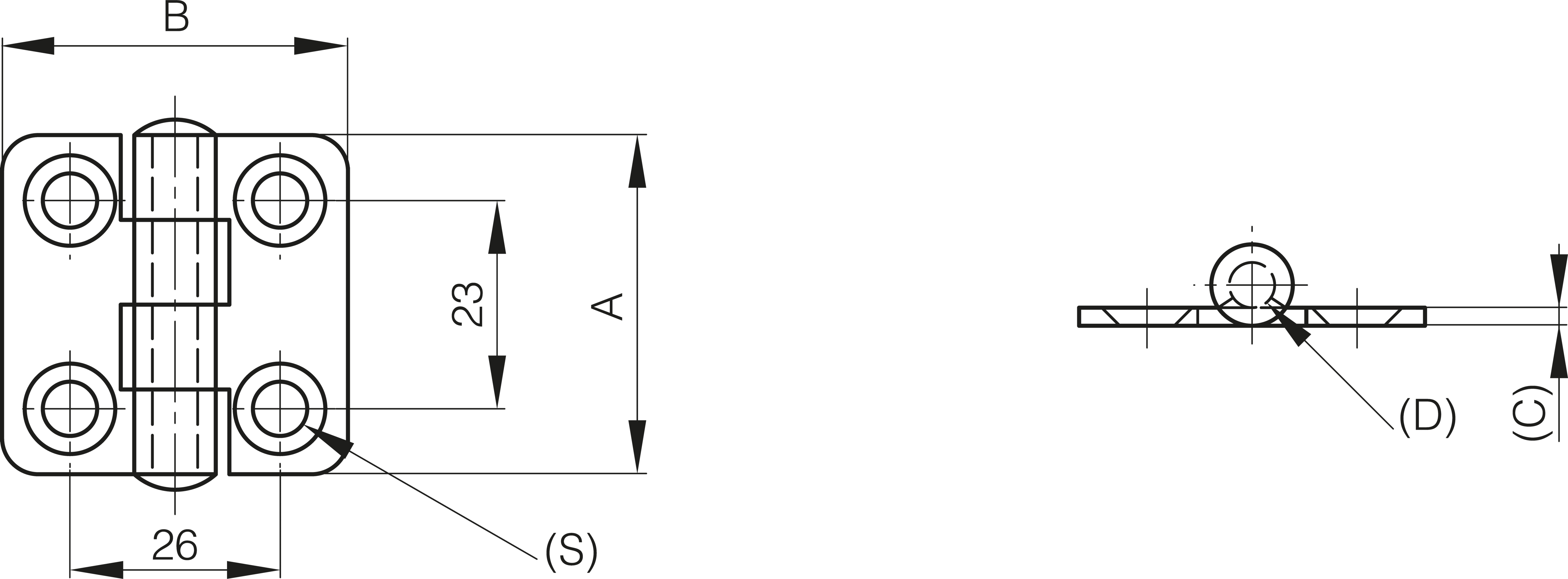 TEČAJ 36,5x36,5mm INOX 316