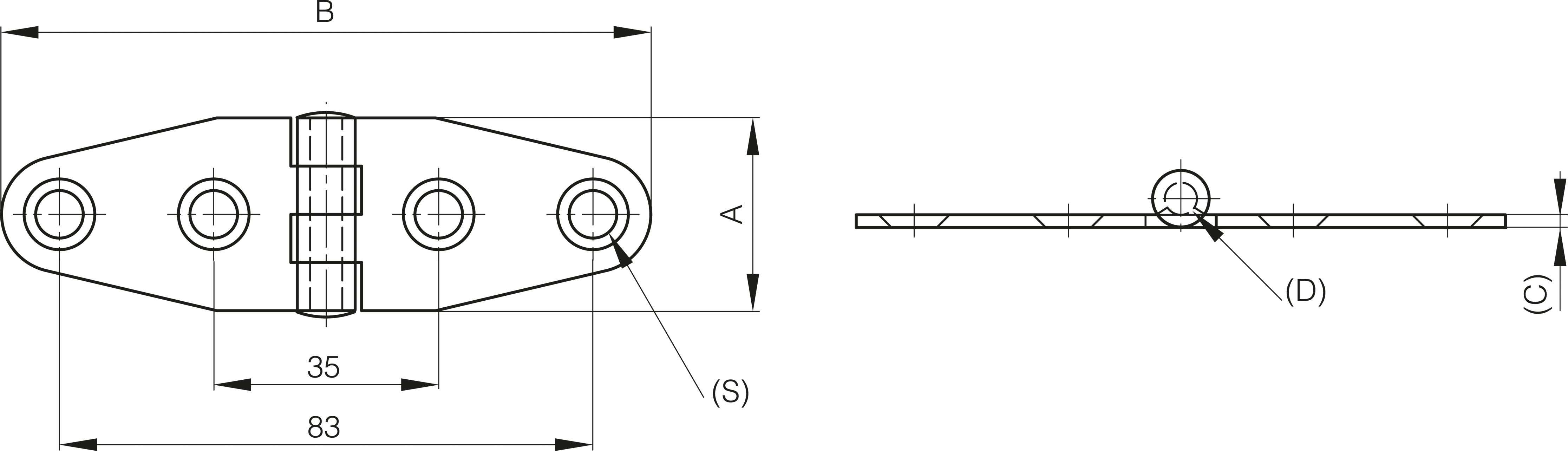 TEČAJ 28,3x105x2mm INOX