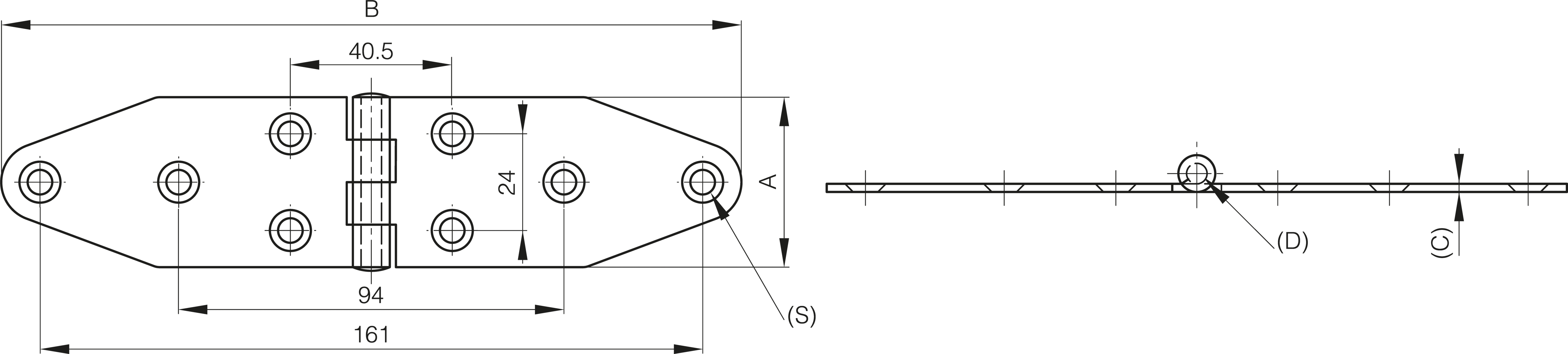 TEČAJ 41,5x180,6x2mm INOX
