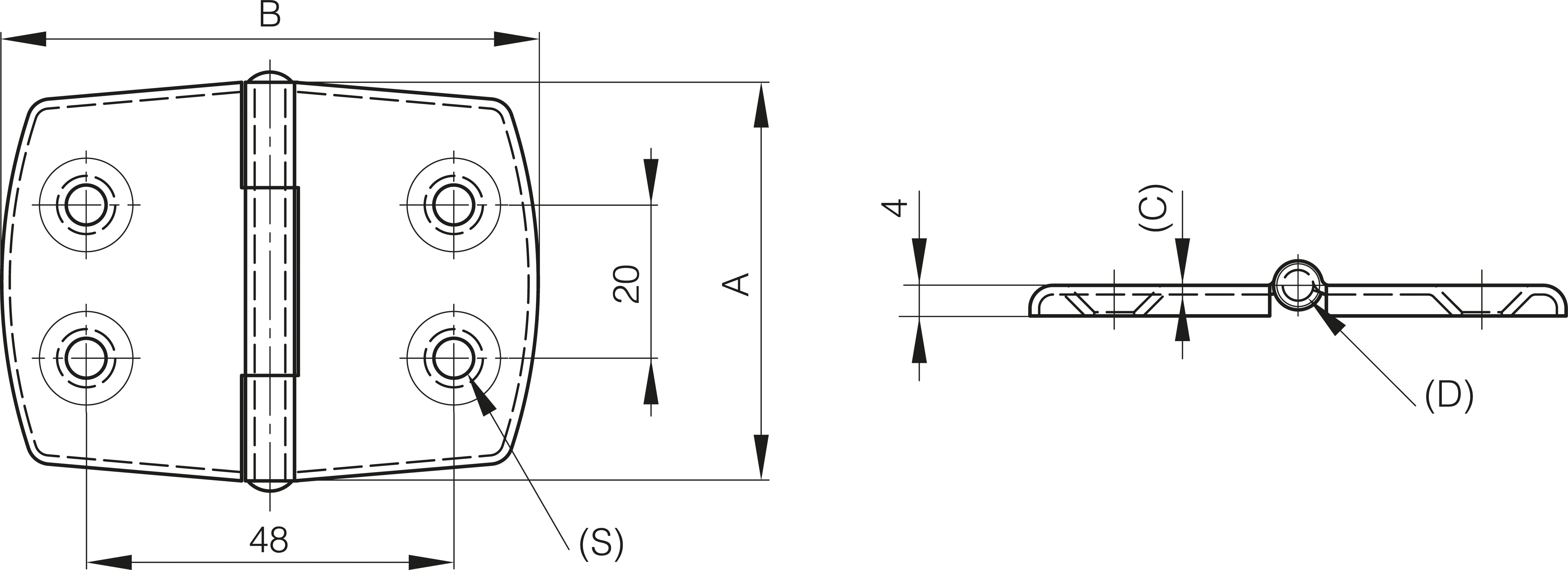 TEČAJ 52x70mm INOX 316