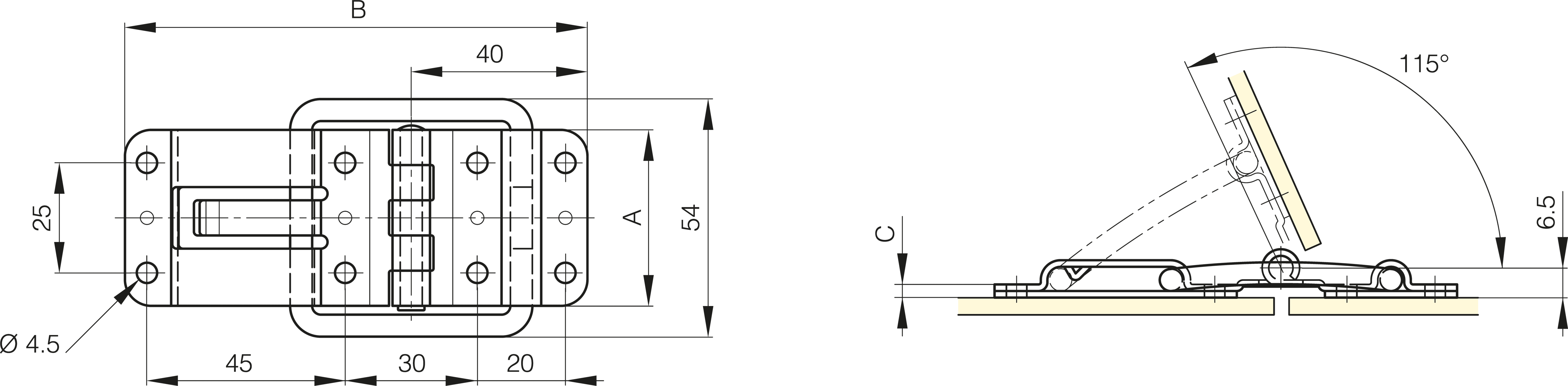 TEČAJ Z BLOKADO 40x105mm INOX