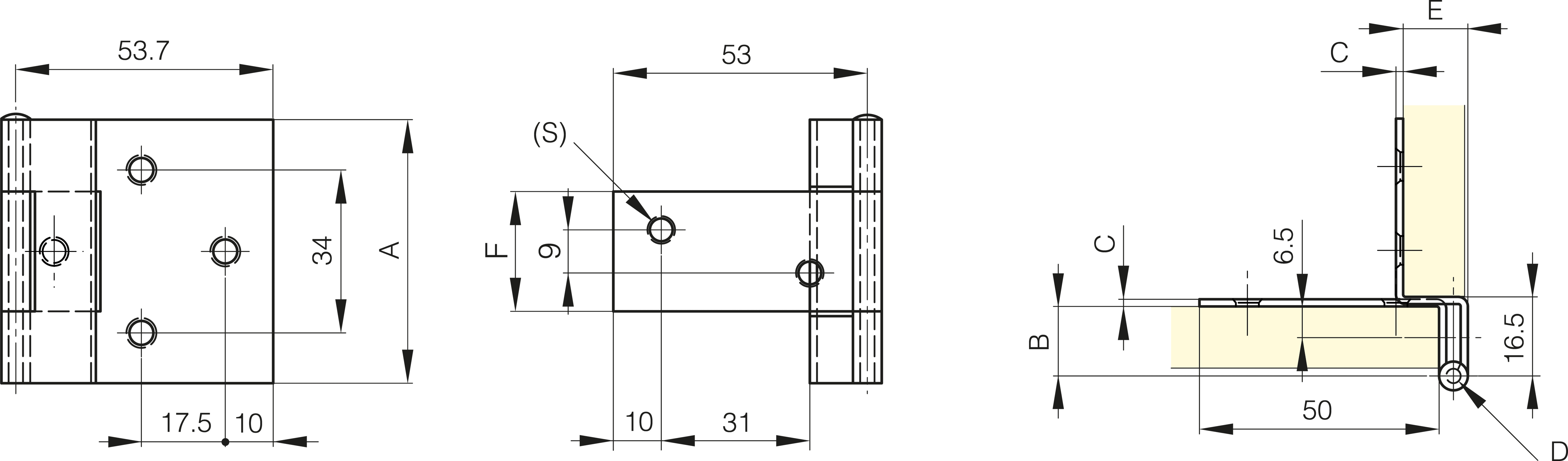 TEČAJ NOTRANJI 55x53,7mm krom