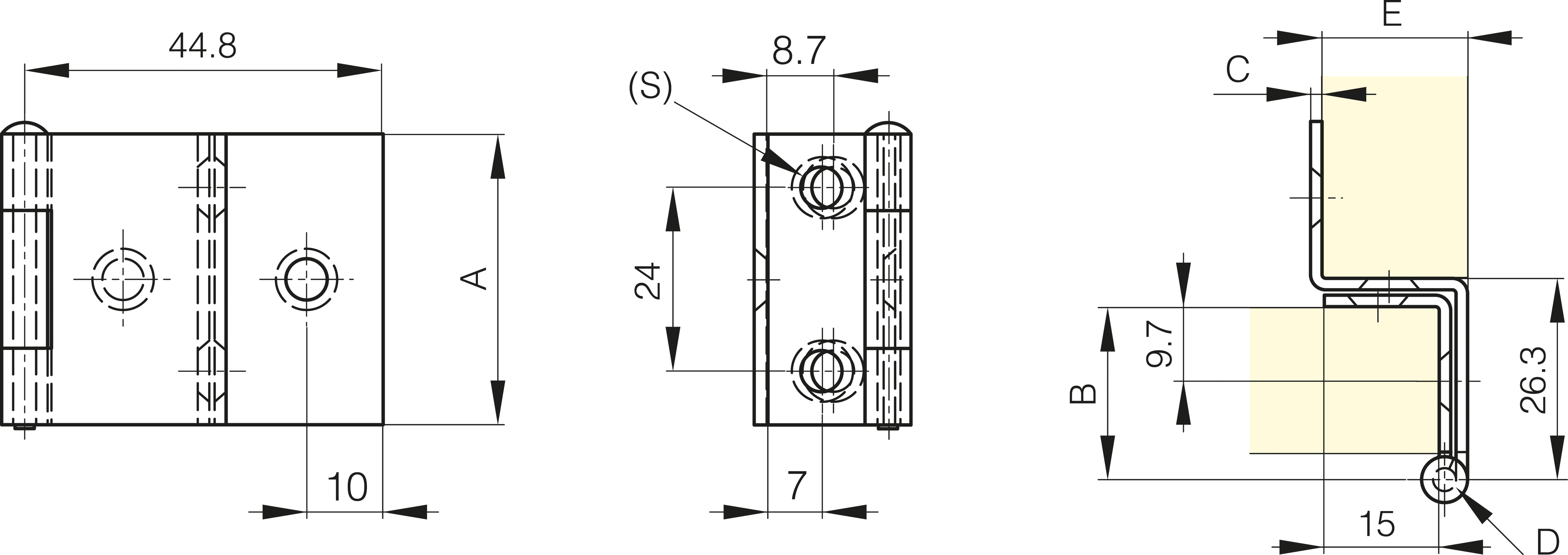 TEČAJ NOTRANJI 38x22,6x1,5mm C