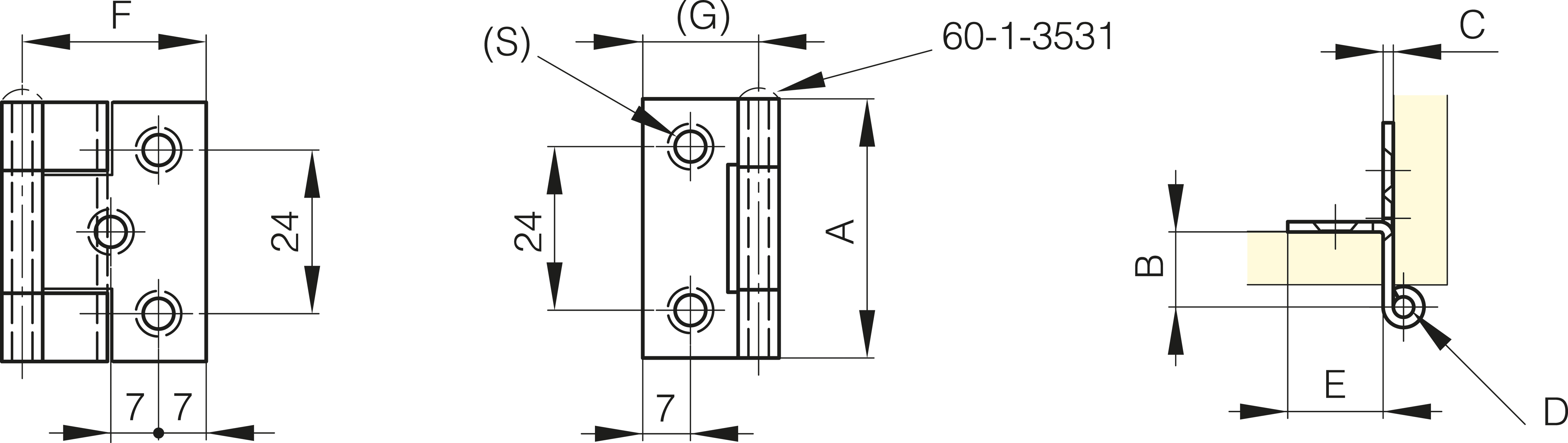 TEČAJ NOTRANJI 38x11x1,5mm Cr