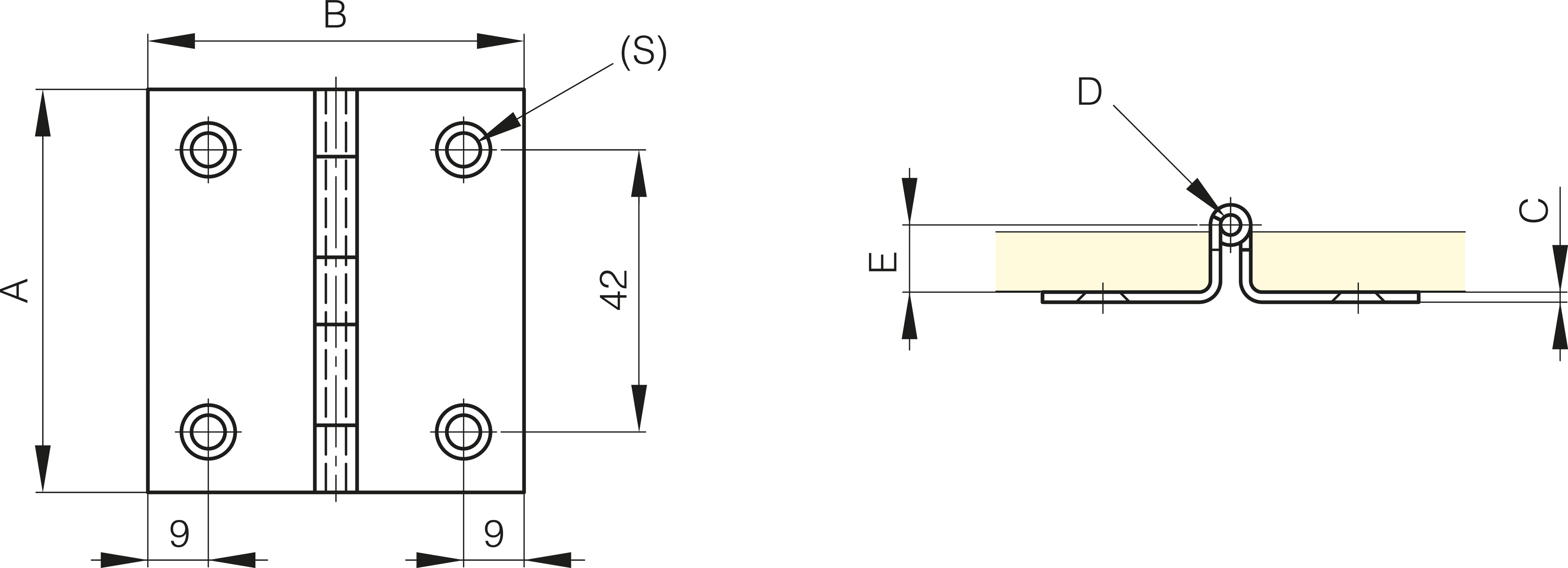 TEČAJ 60x56x1,5mm Zn