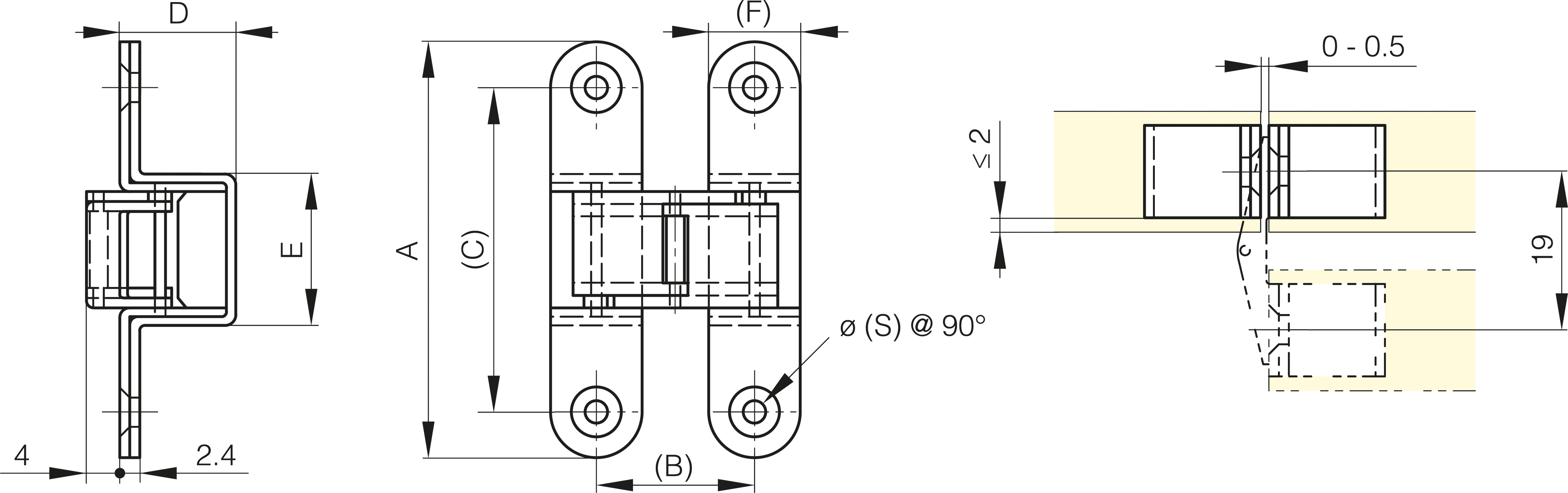 TEČAJ 50x19x38mm INOX