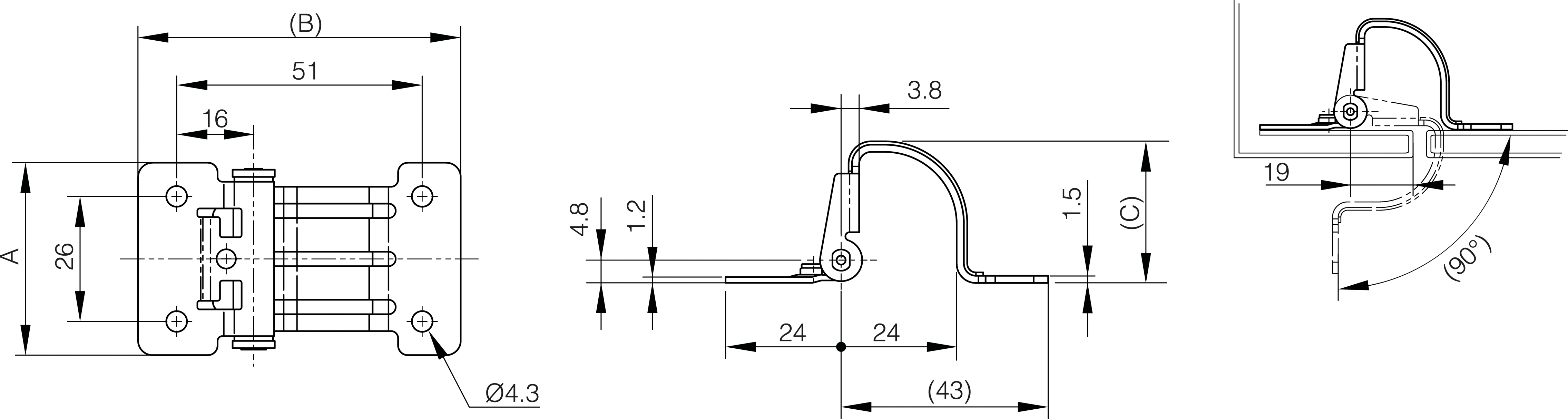 TEČAJ 67x40x30 mm INOX