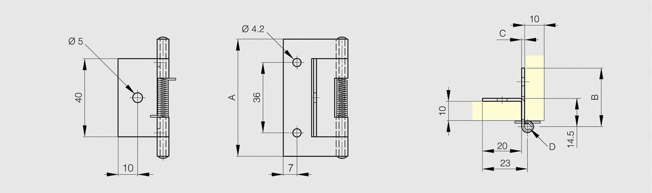 TEČAJ VZMETNI 60x35mm INOX316