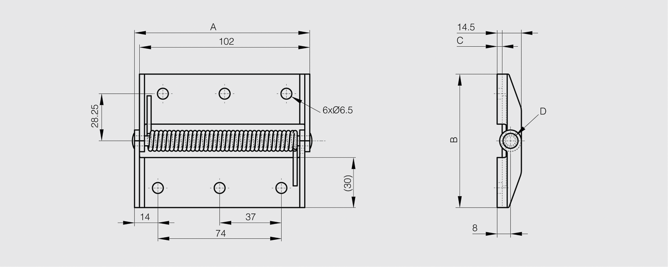 TEČAJ VZMETNI 105x80mm Zn
