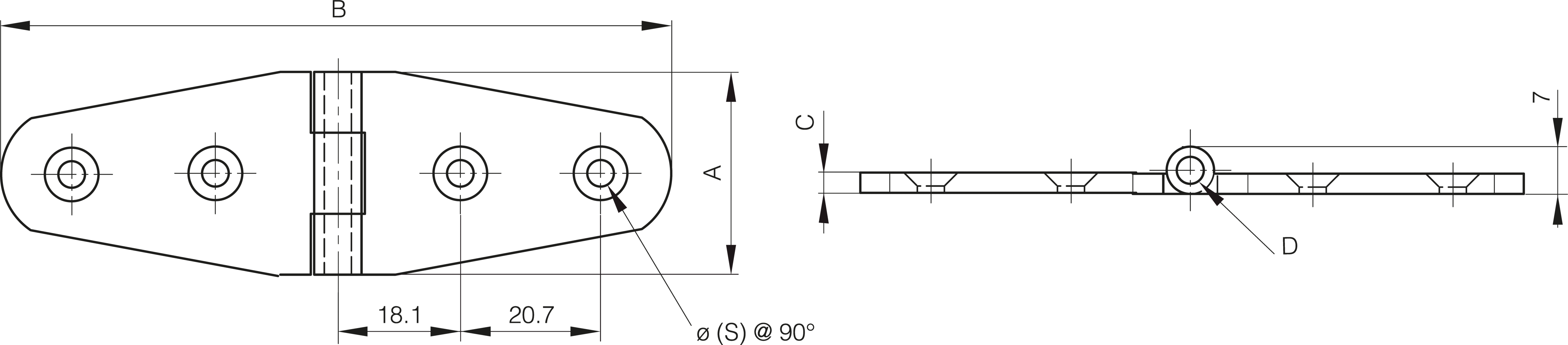 TEČAJ 30x98,5x3x4mm MS krom