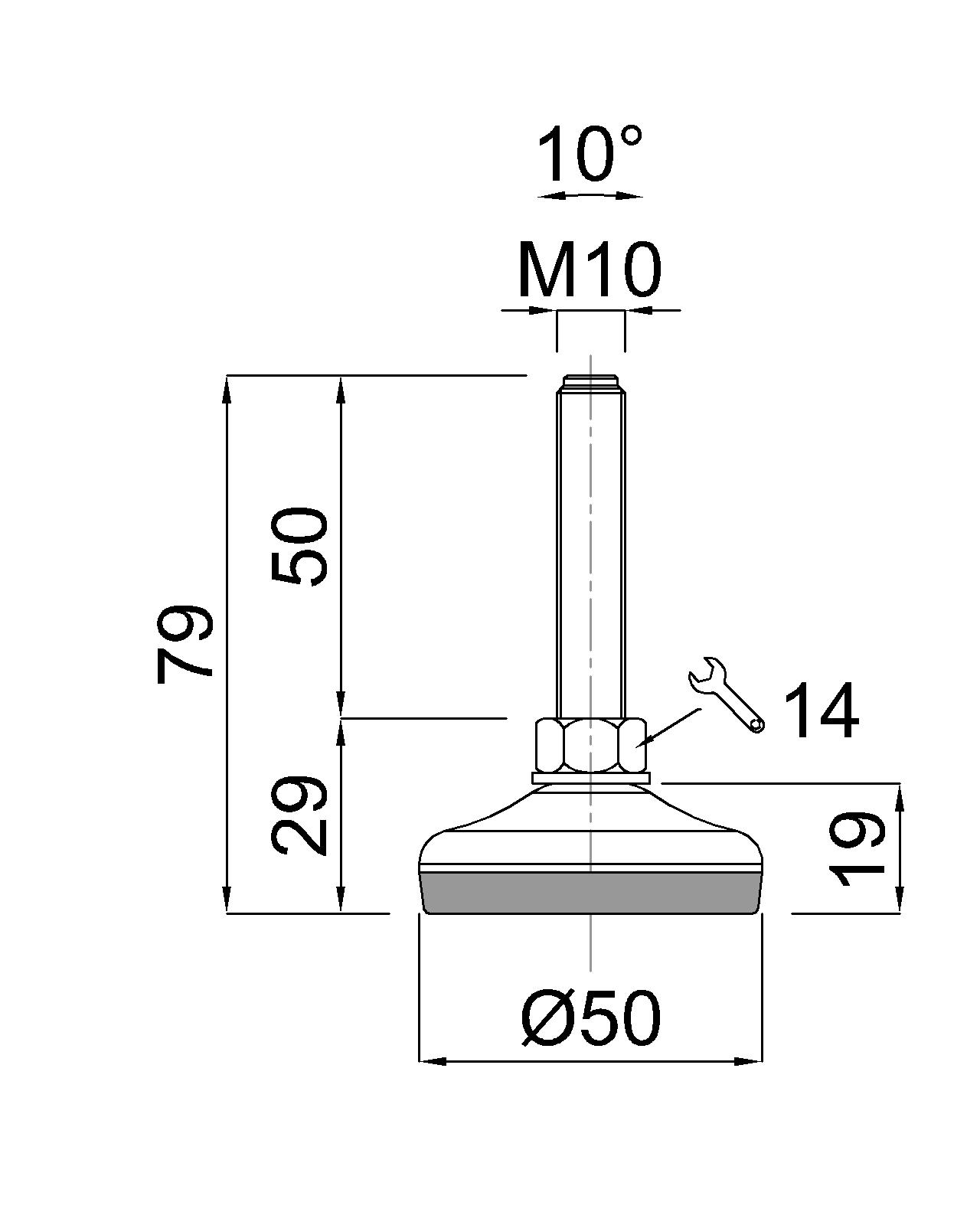 GIBLJIVI VIJAK INOX D=50mm, s protidrsno NBR podlogo