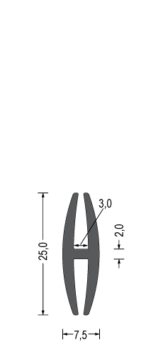 H-PROFIL 3/7,5x25/2 mm EPDM
