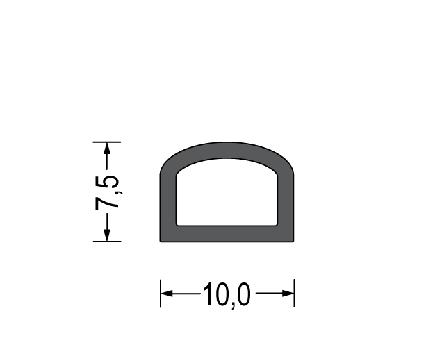 PROFIL penasti 10x7,5mm EPDM