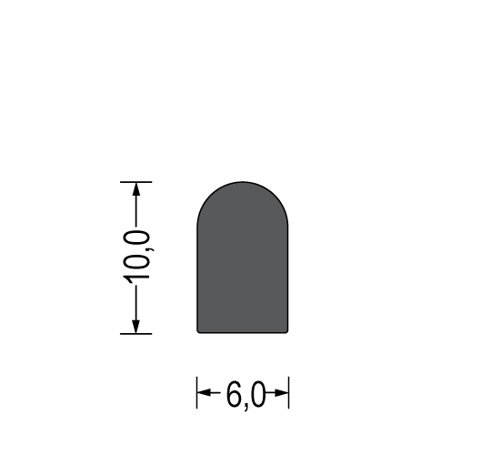 PROFIL POLKROŽNI 6x10mm EPDM