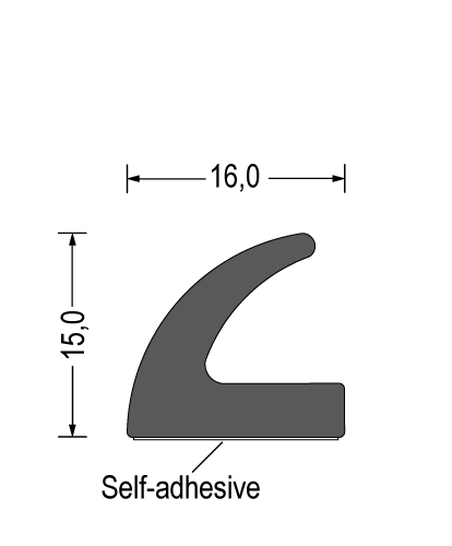 TESNILNI PROFIL 15x16mm EPDM