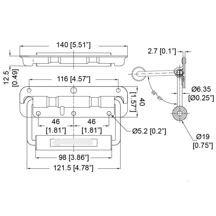 ROČAJ 140x82mm Zn