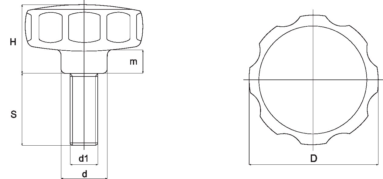 ZVEZDASTI ROČAJ M5x38mm PA črn