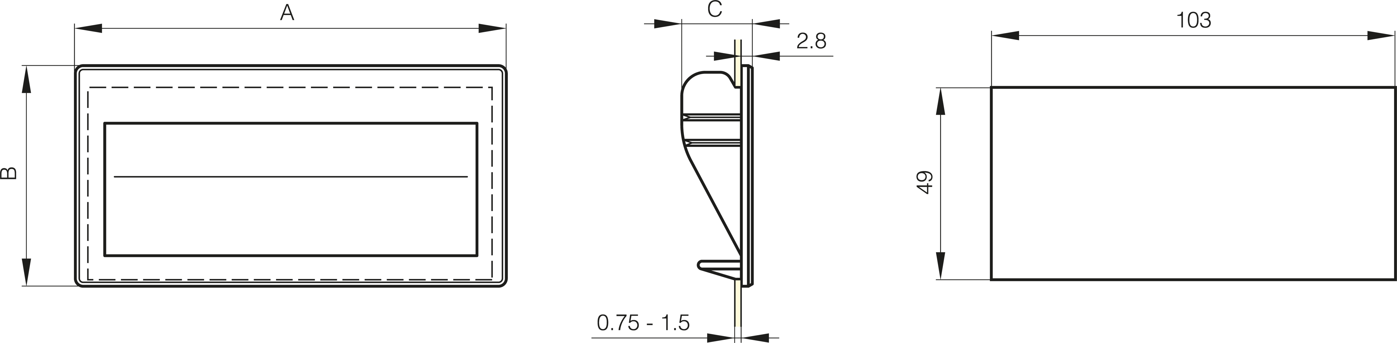 ROČAJ 110x56,3x18mm PA vgradni